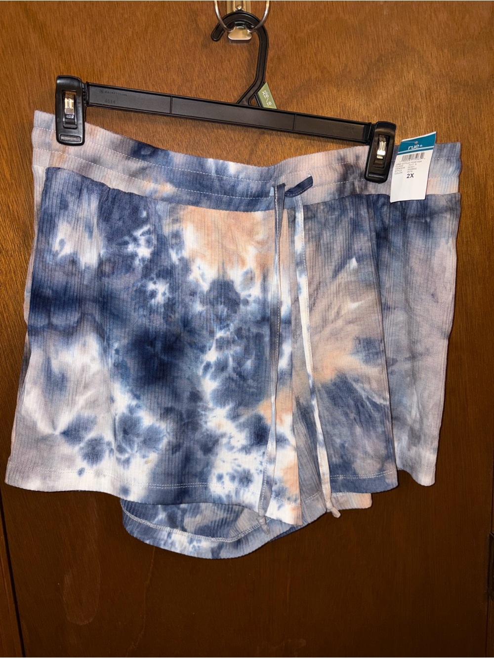 Rue21 Blue and Peach Tie-Dye Ribbed Lounge Shorts